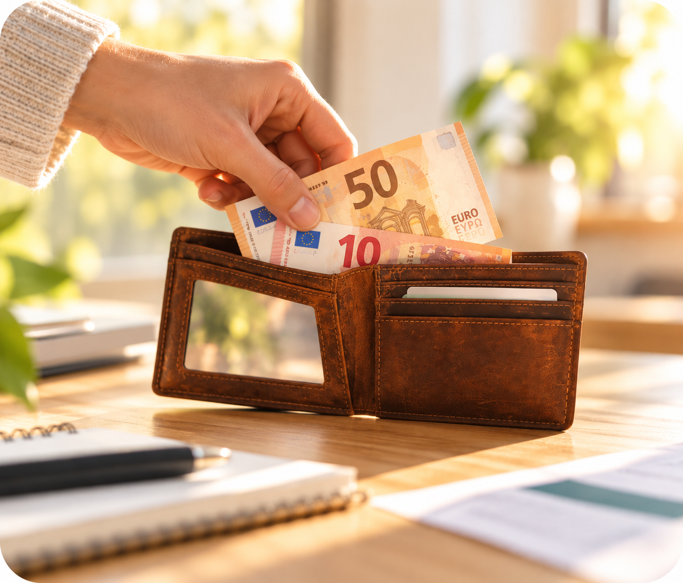 Billets en euros illustrant le coût financier de l'absentéisme pour l'entreprise