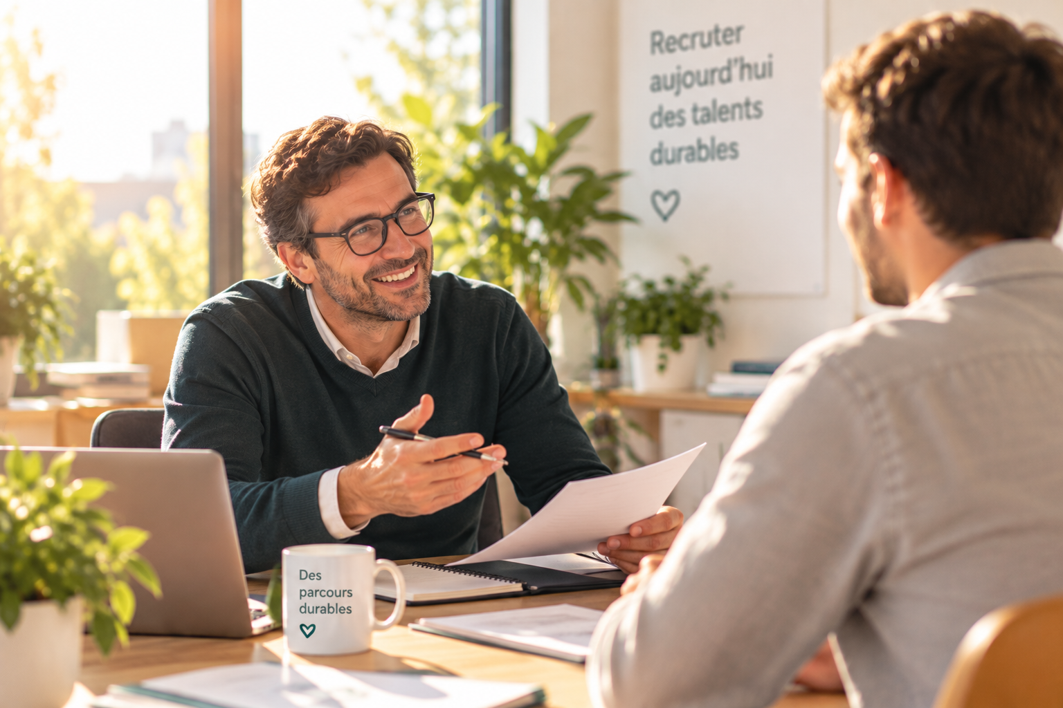 Coach recrutement accompagnant un manager et un nouveau collaborateur lors d'une prise de poste